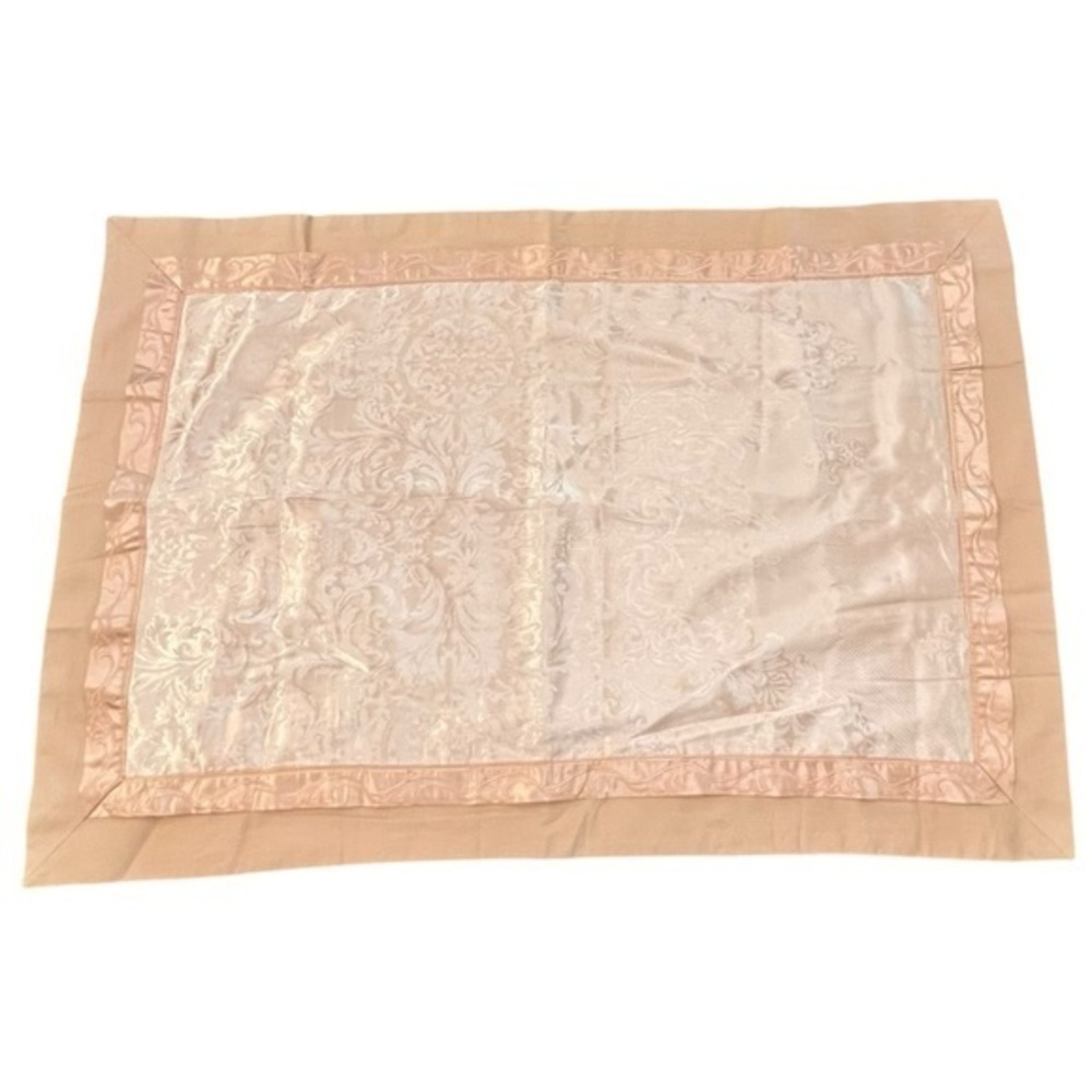 Neutral Floral Satin/Silky Beige Ivory Pillow Sham Ruffles 17x29 Shabby Chic